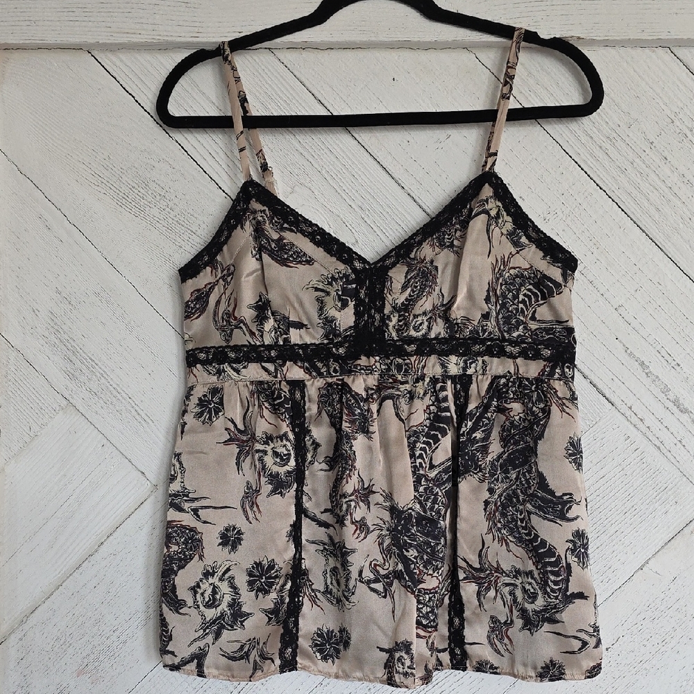 Black and Beige Dragon Print Camisole